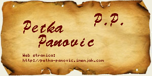 Petka Panović vizit kartica